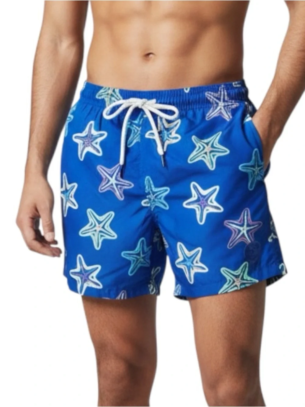 Uzzi Multicolor Starfish Elastic Waistband Swim Trunks Sz S
